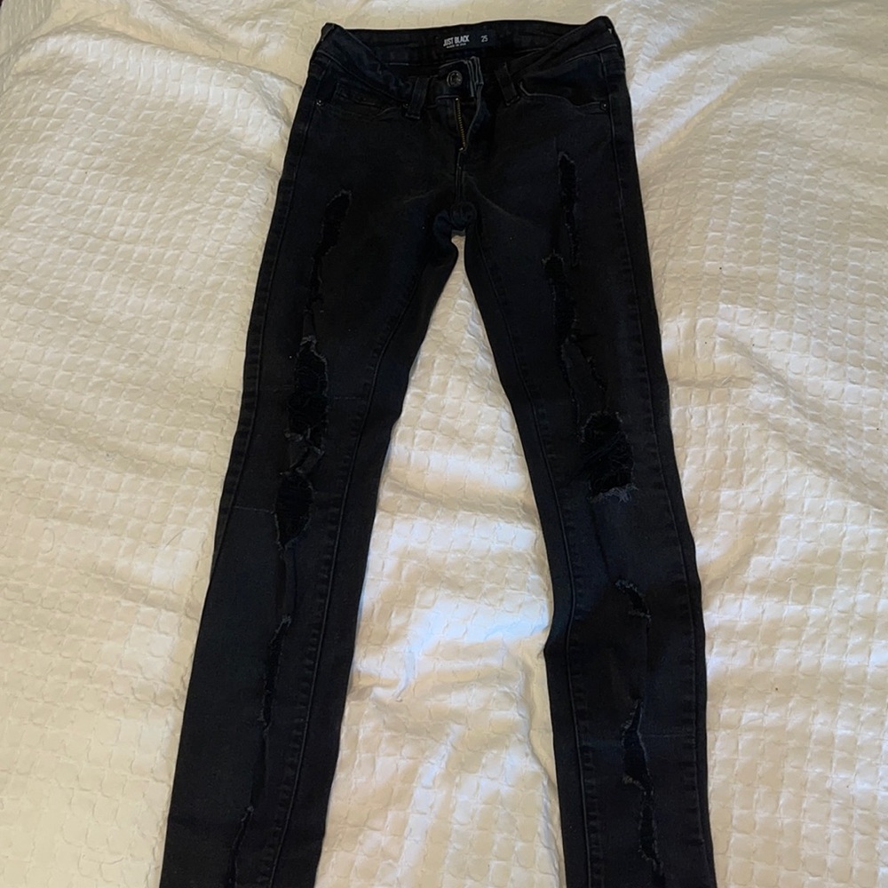 Skinny just black jeans with rips